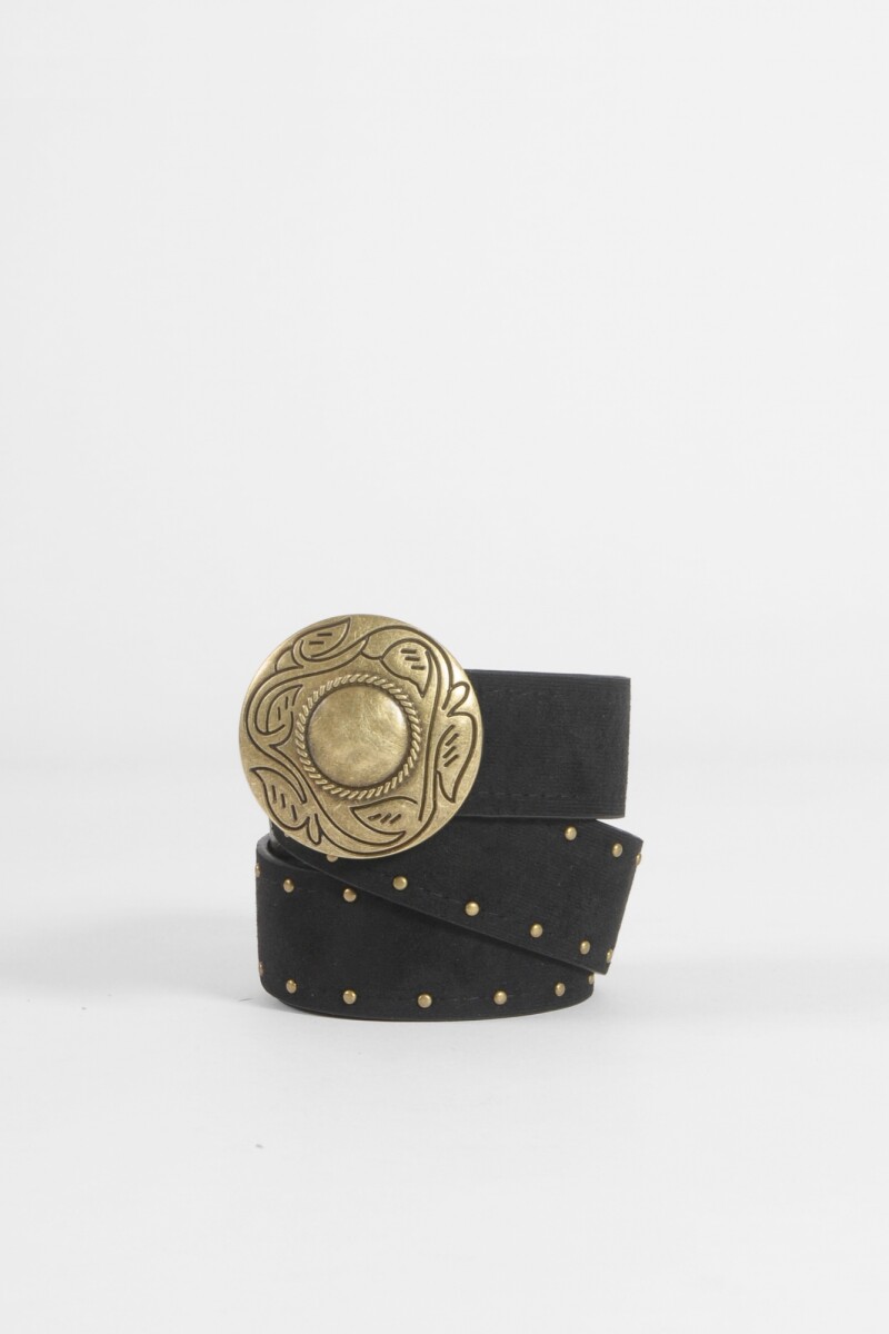 Cinturón hebilla gamuza negro
