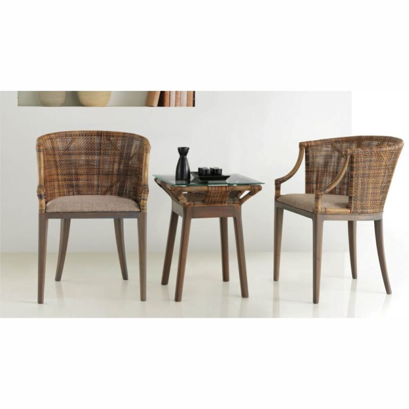 Mesa Lateral Luxor 1338 de Madera Rattan y vidrio Mesa Lateral Luxor 1338 de Madera Rattan y vidrio