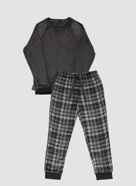 Pijama coral fleece men Gris