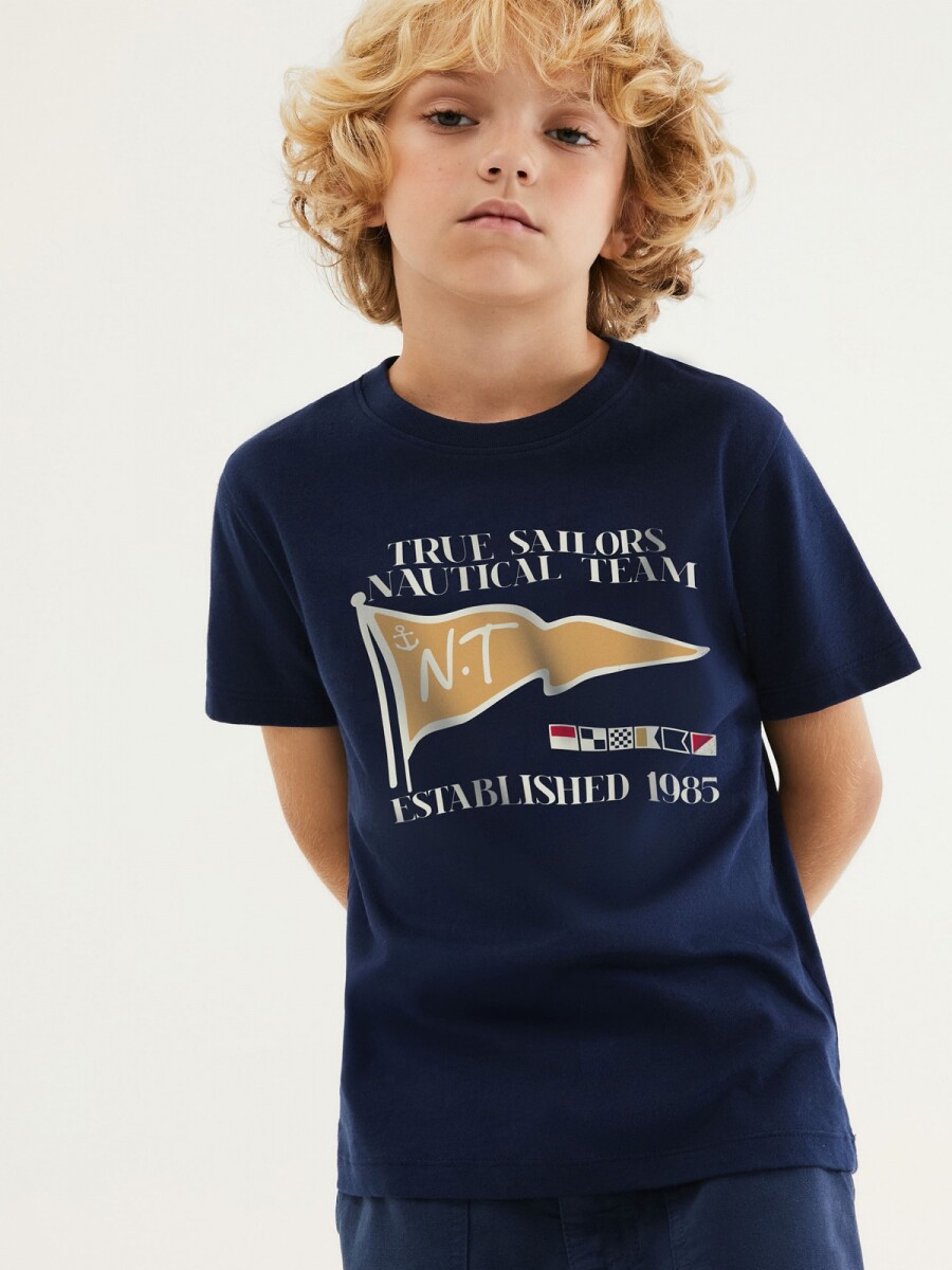 CAMISETA INFANTIL CON ESTAMPA - AZUL 