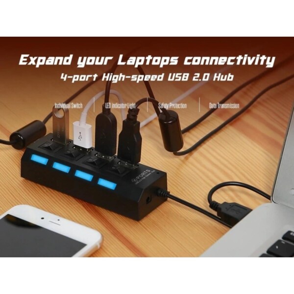 Hub Usb 2.0 Multiplicador De Puertos Usb X 4 Interruptor Led Hub Usb 2.0 Multiplicador De Puertos Usb X 4 Interruptor Led