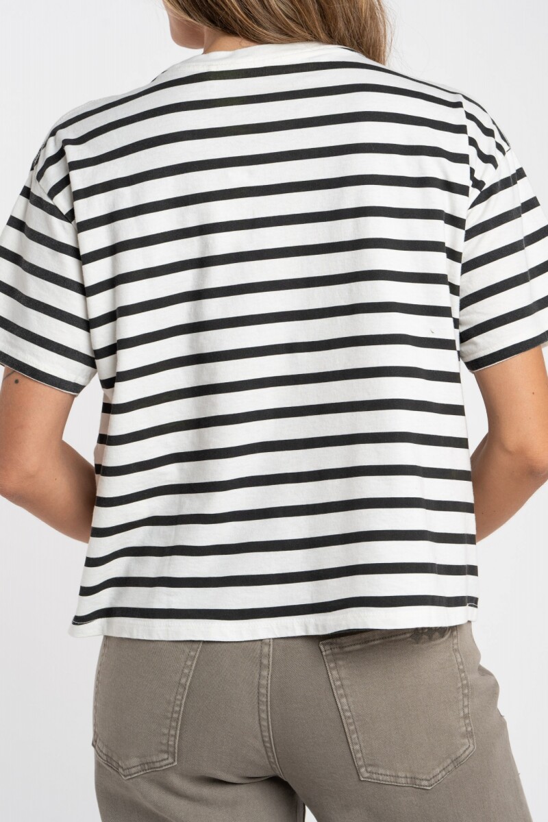 Remera Rayada Algodon Lavado Negro