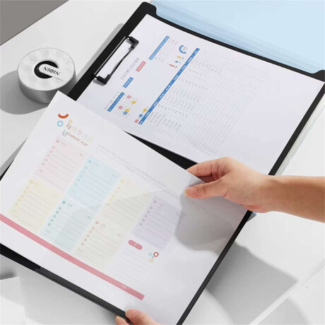 Carpeta con compartimentos y elastico colores pastel Celeste