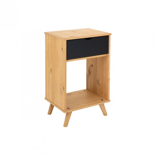 Mesa De Luz 1 Cajon Madera - Linea Dublin - Negro Mesa De Luz 1 Cajon Madera - Linea Dublin - Negro