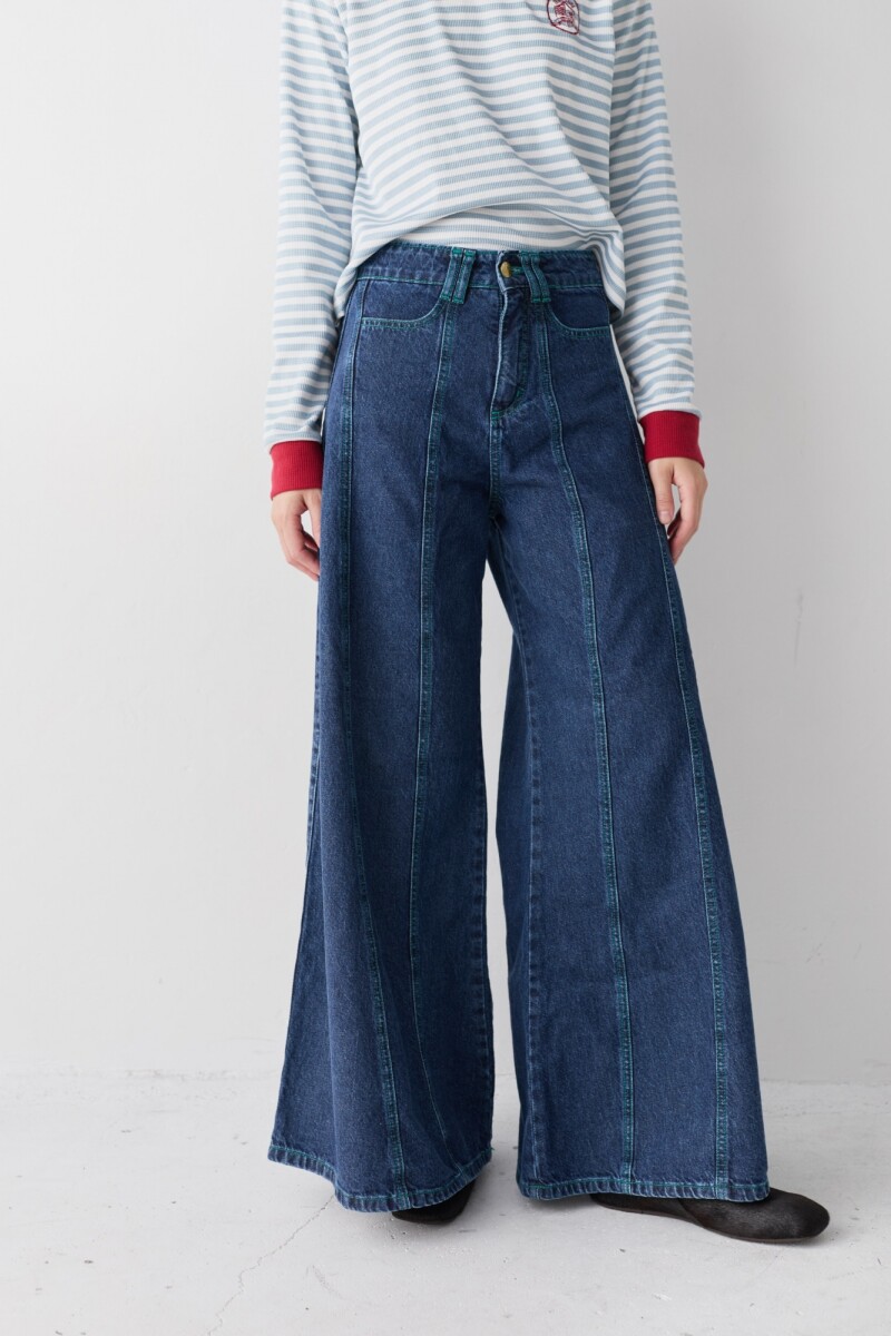 JEAN WIDE XL LINES Azul