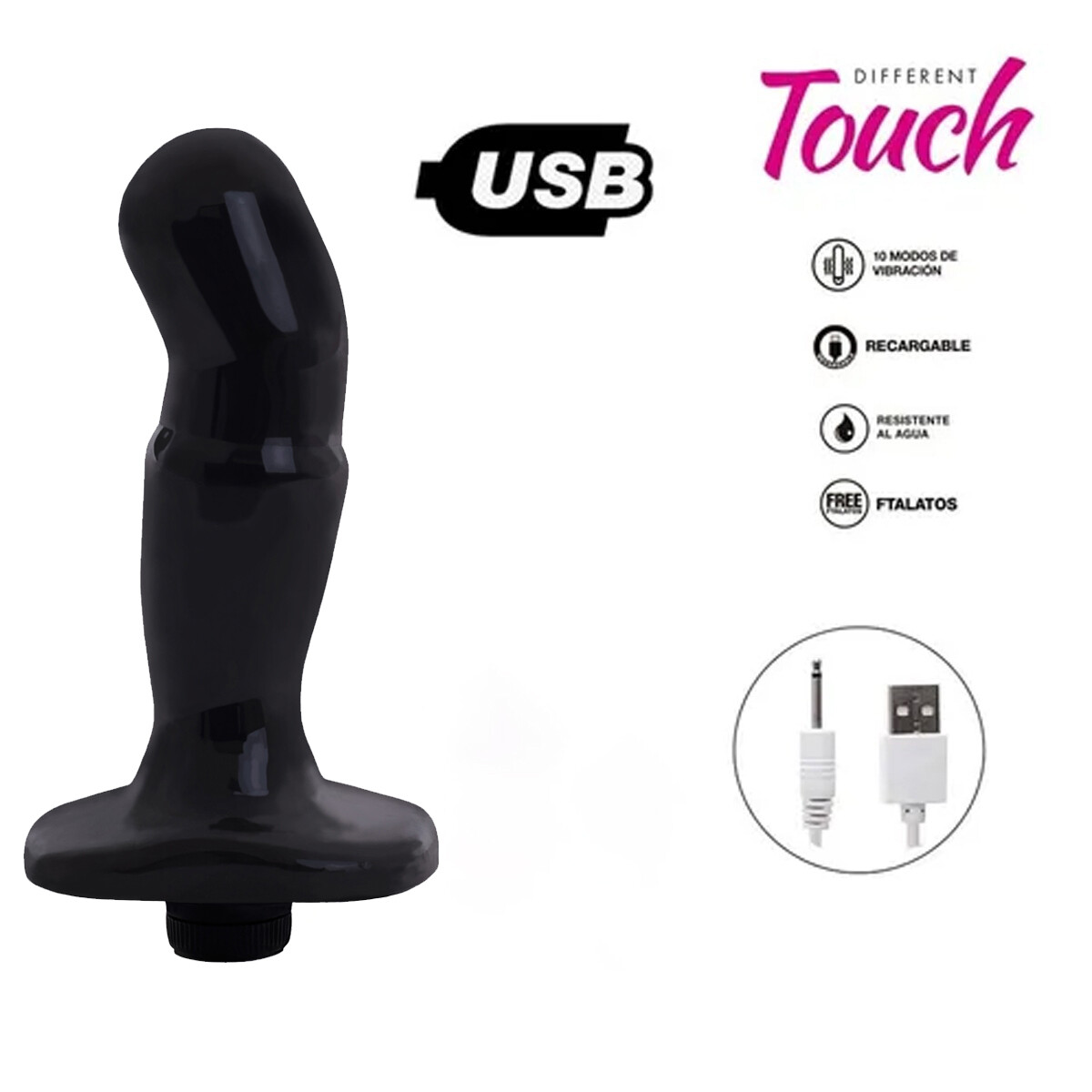 Masajeador Prostático Con Vibrador USB - Negro 