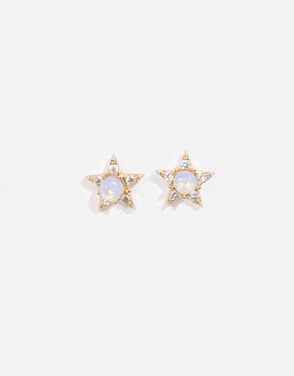 Aros De Estrella Con Cubic - Dorado 