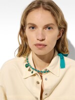 Collar De Eslabones Tela Y Piedras multicolor