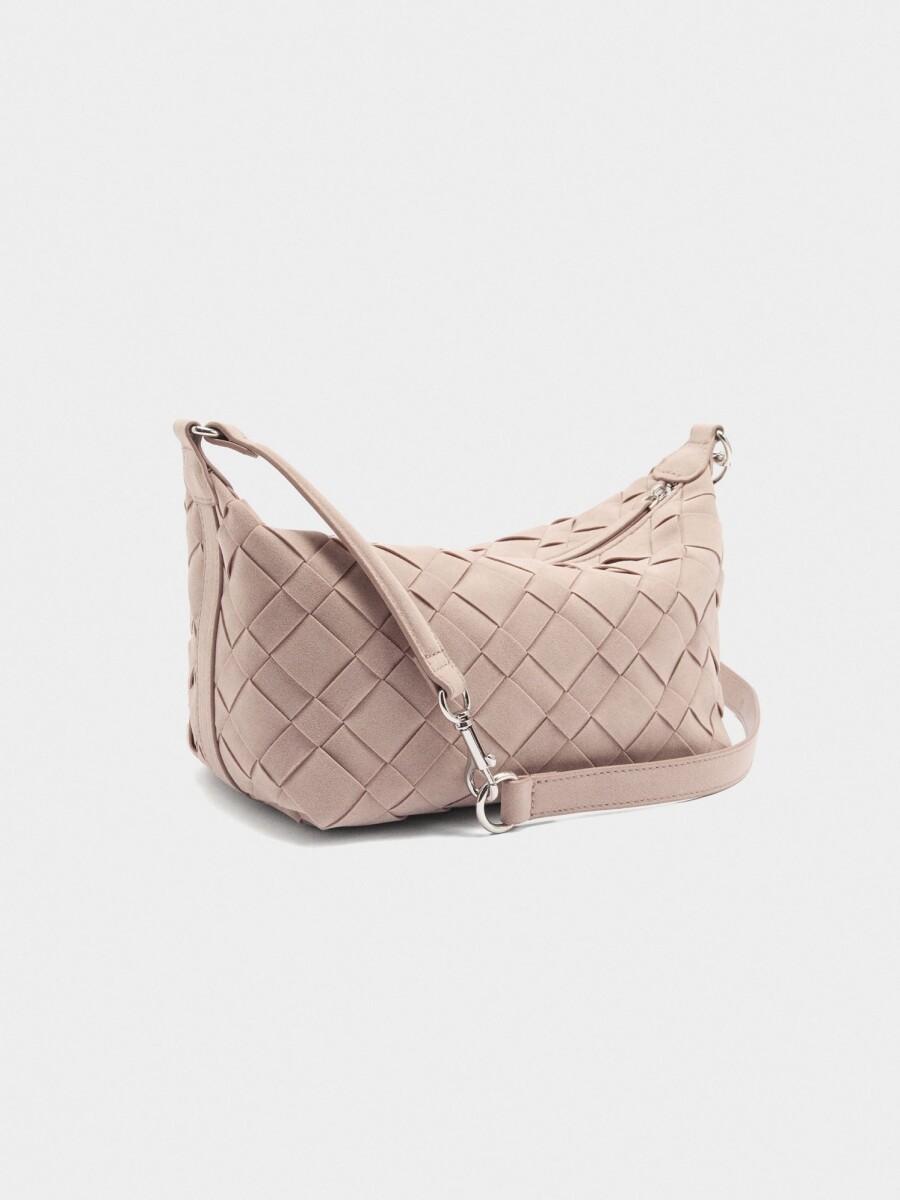 Bolso Bandolera Trenzado Efecto Piel rosa