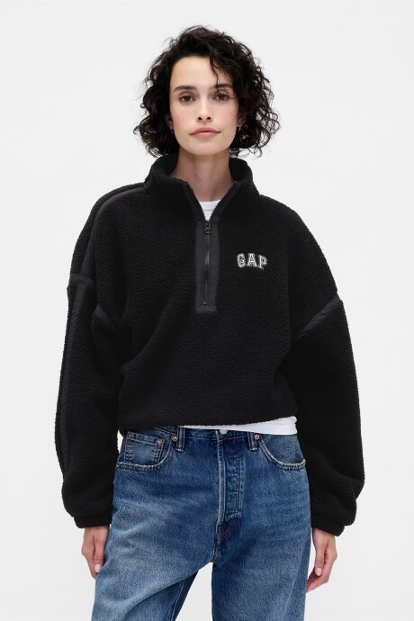 Buzo Polar Medio Cierre Logo Gap Mujer Black 1