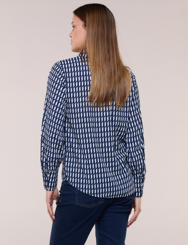 Camisa Estampa Geométrica AZUL/BLANCO