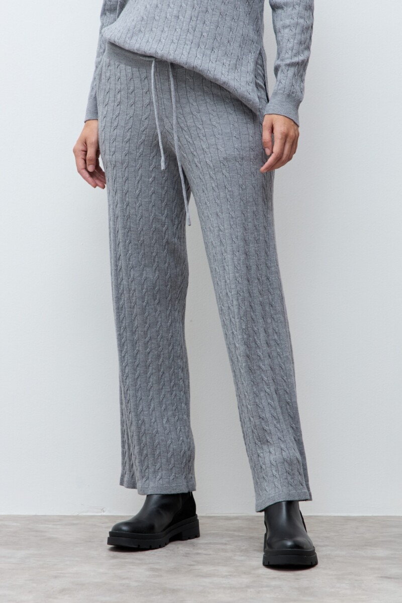 Pantalón tejido estructuras gris melange