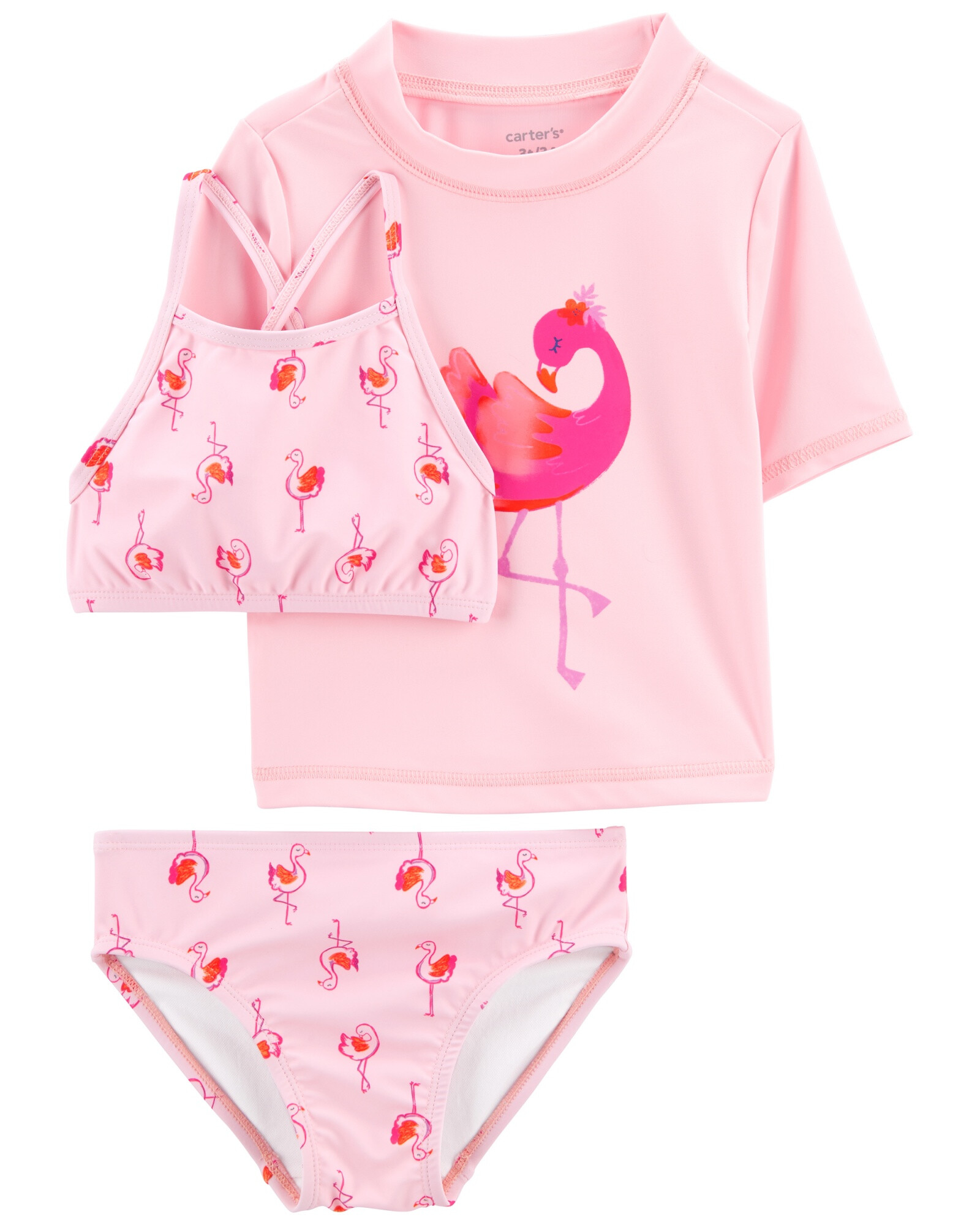 Set de baño tres piezas, protección UPF 50+, diseño flamencos Sin color