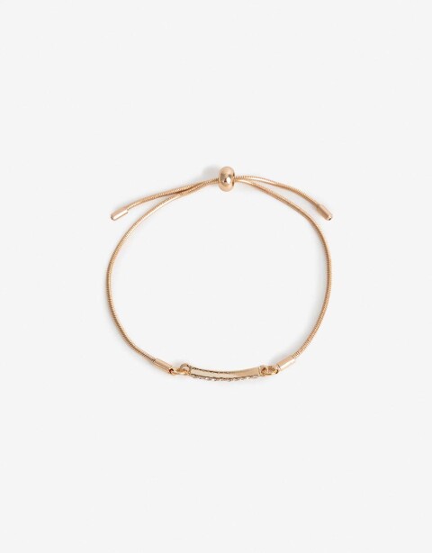 Pulseras Flexibles Strass Pulsera Flexible De Metal Y Strass - Dorado