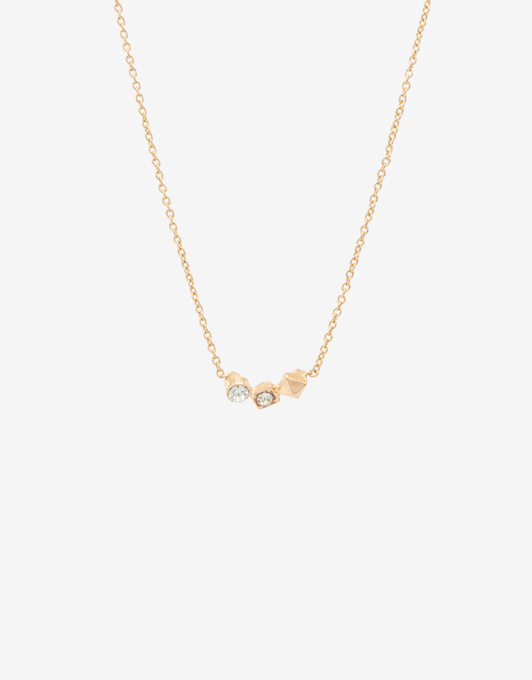 Cadena Corta con Dije Metal Collar Cadena Con Charm Rectangular - Dorado