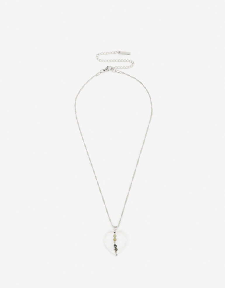 Cadena Corta con Dije Piedra Cadena De Acero Con Dije Piedra - Cristal