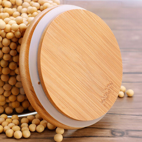 Frasco Recipiente Classic en Vidrio y Tapa en Madera 2300Ml Transparente