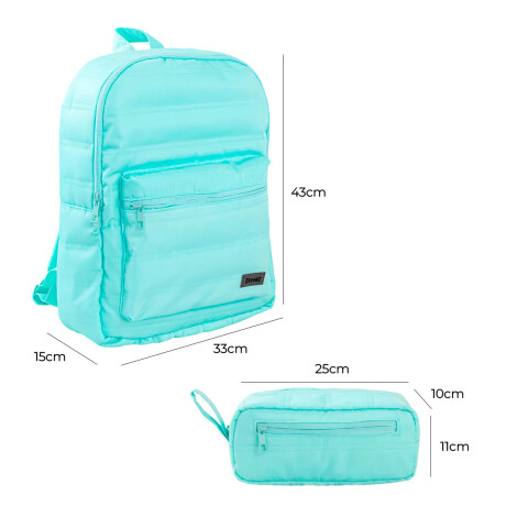 Mochila Urbana Expert + Cartuchera Set Puffer Celeste