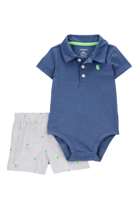 Set dos piezas de algodón, short y body polo, diseño lima Set dos piezas de algodón, short y body polo, diseño lima
