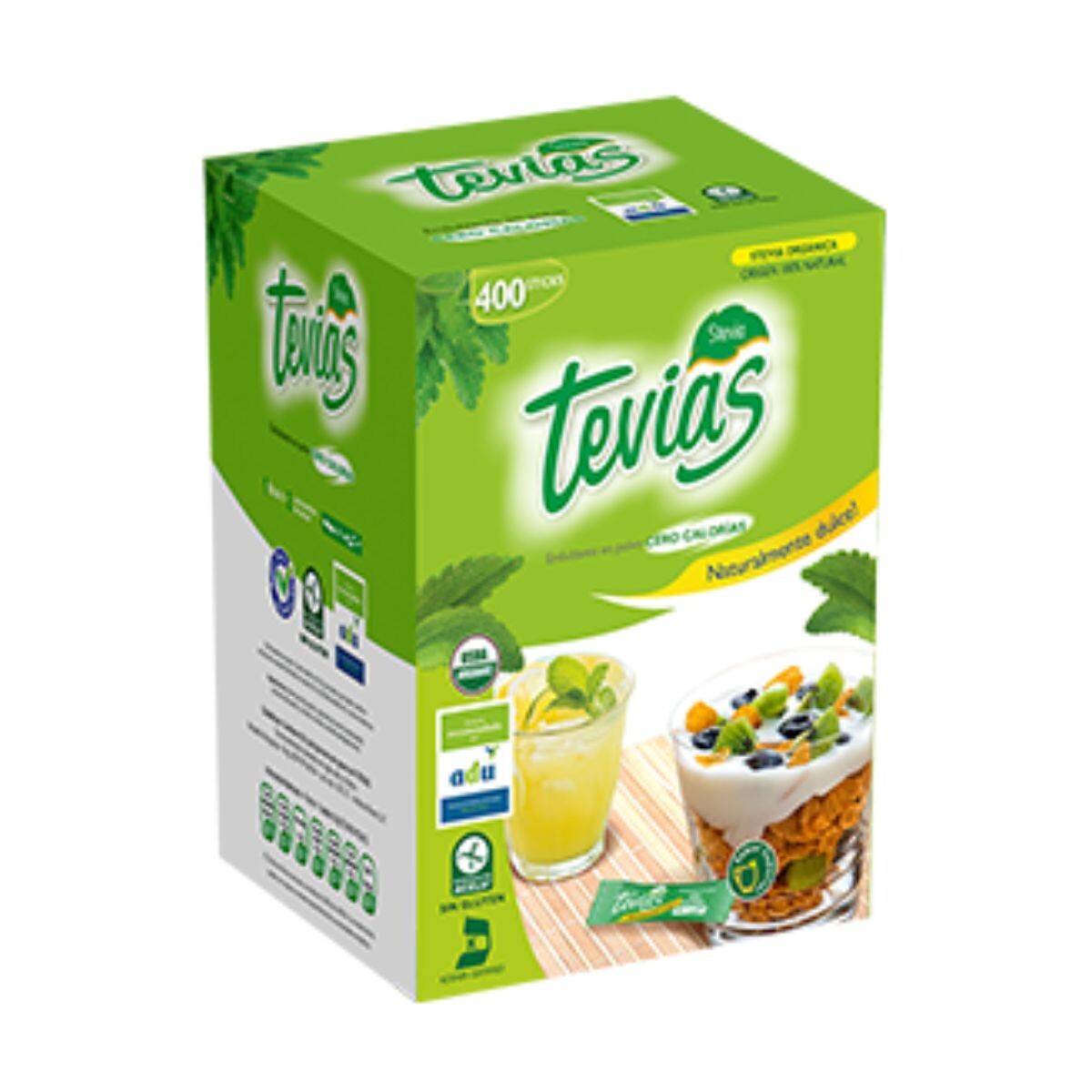 Edulcorante Stevia En Polvo (tevias) - 400 Bastones 