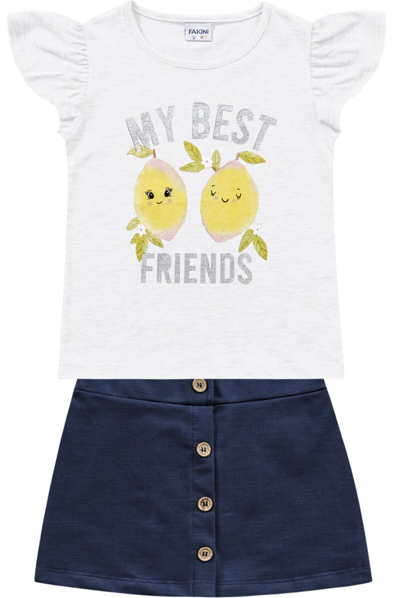 Conj. para niñas (blusa y falda shorts) BLANCO