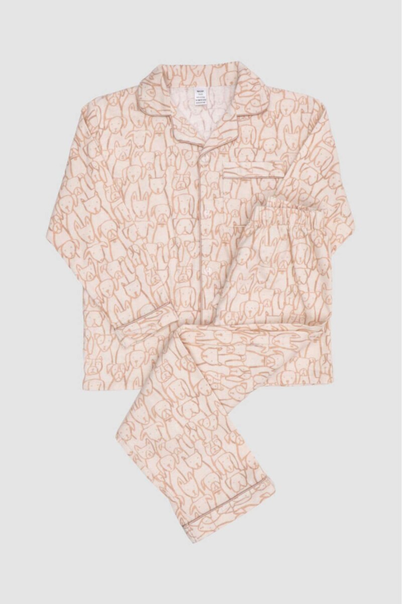 Pijama franela multidog - Beige 