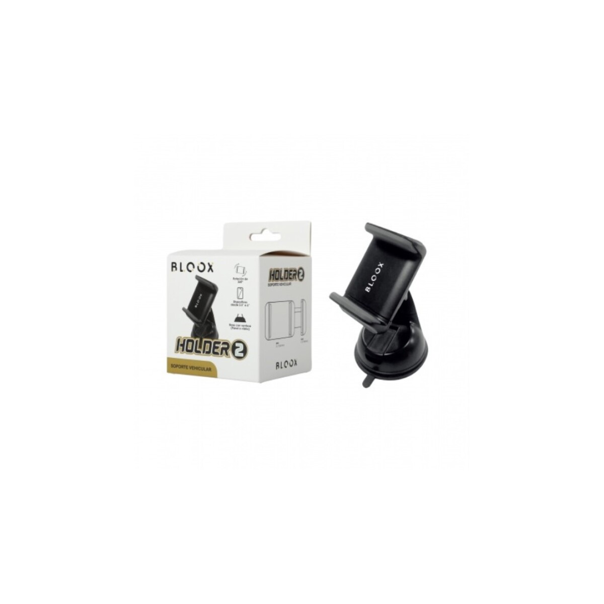 SOPORTE VEHICULAR BLOOX TIPO VENTOSA - NEGRO 