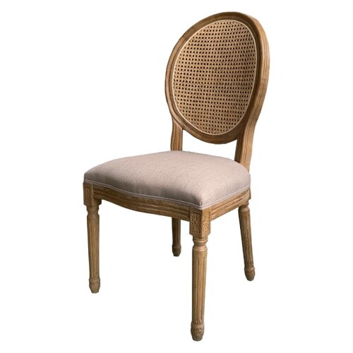 Silla Ovalo / Natural con tapizado beige Silla Ovalo / Natural con tapizado beige