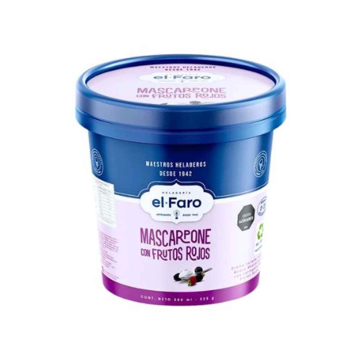 Helado El Faro - 500 ml - Mascarpone con Frutos Rojos 