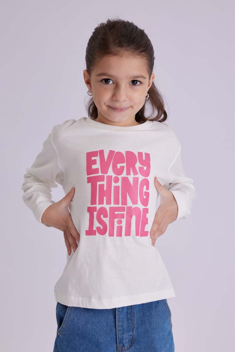 Remera manga larga Estampado Blanco