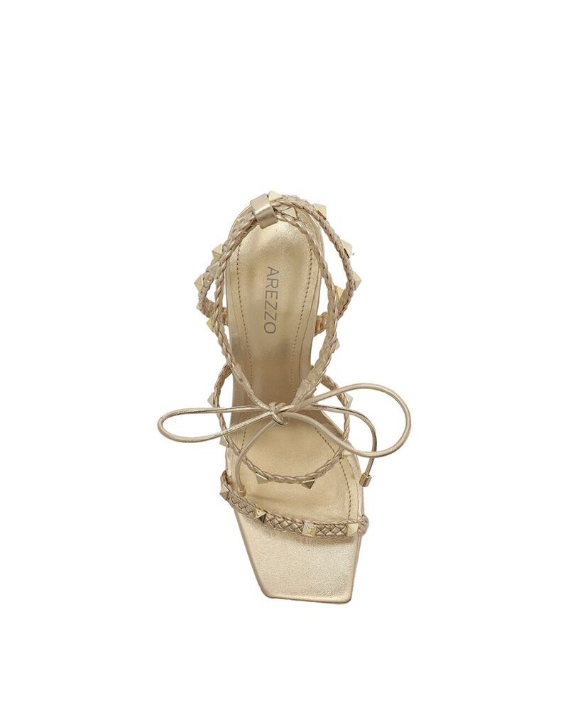 Sandalia Taco Fino De Tiras Dorada U