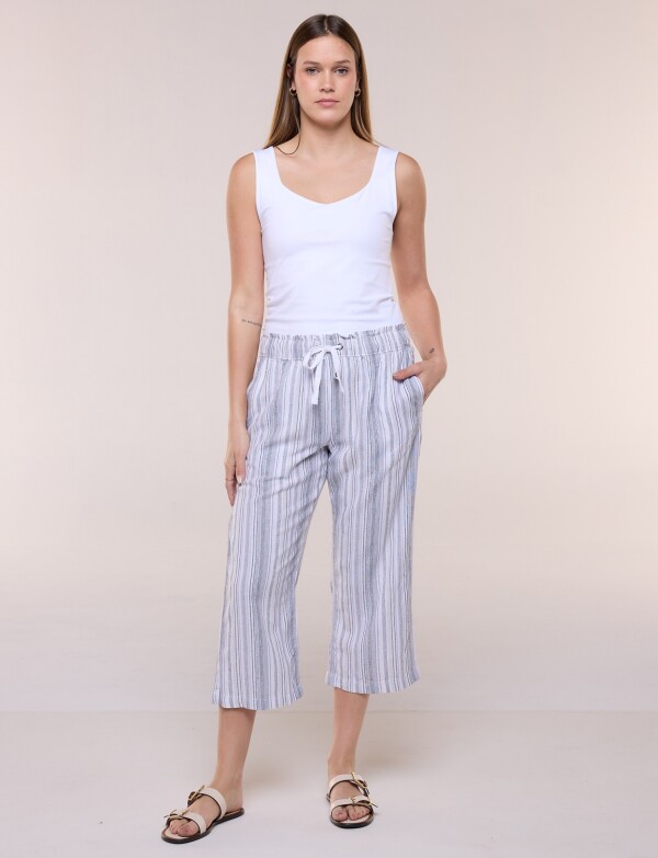 Capri Pull On Lino Con Cordón Ajustable MULTI/GRIS