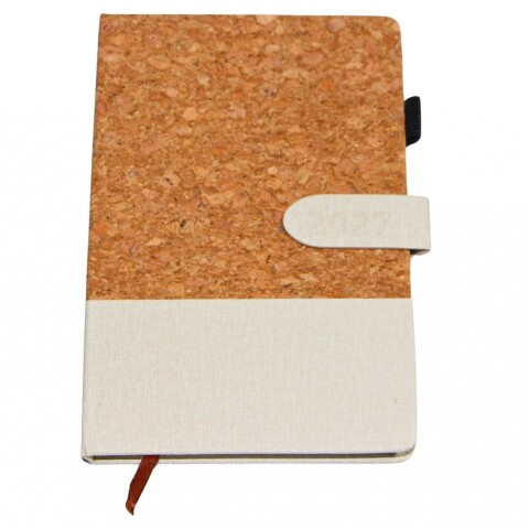 AGENDA SABONIS 2027 DIA POR PAGINA ROP-25386 TAPA CORCHO Y BLANCO