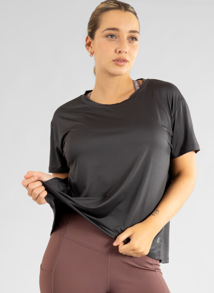 Style open back shirt Negro