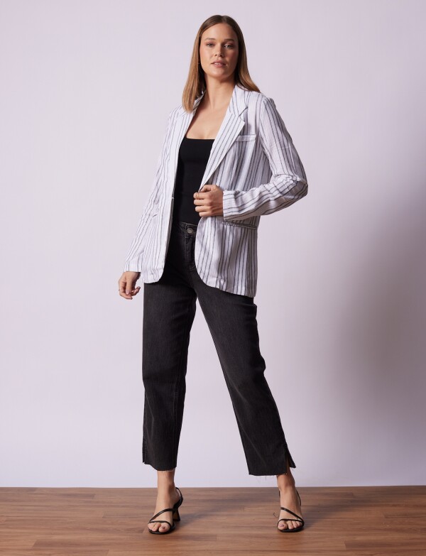 Blazer Lino BLANCO/NEGRO
