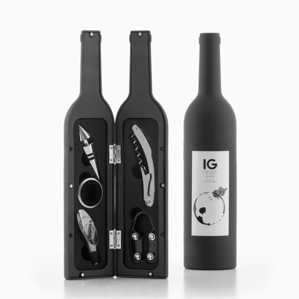 SET DE VINO 5PCS ABS-ACERO-INOX-ALEACION-DE-ZINC- NEGRO V0100451