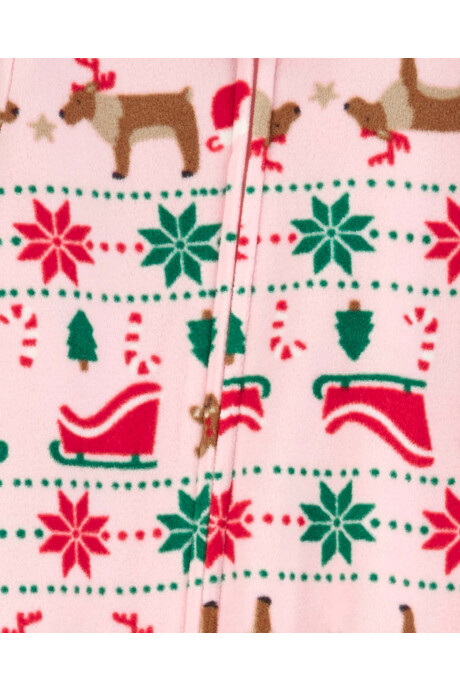 Pijama una pieza de micropolar con pie, diseño renos Sin color