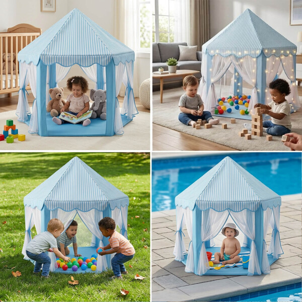 Carpa Casita Infantil Tipi Casa Para Niños Plegable Castillo Con Cortinas Imback Color Celeste Carpa Casita Infantil Tipi Casa Para Niños Plegable Castillo Con Cortinas Imback Color Celeste