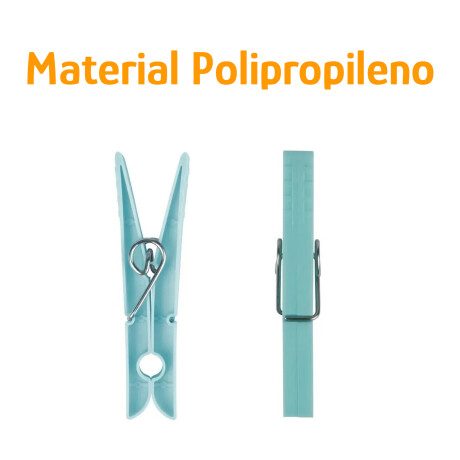 Palillos Pinzas Plásticas Mor 12 Piezas Ropa Cuerdas Tender Celeste