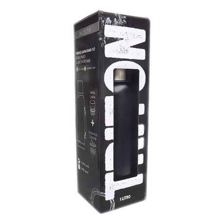 Termo Triton 1Lt Acero Inoxidable Doble Pared + Tapón Extra Negro