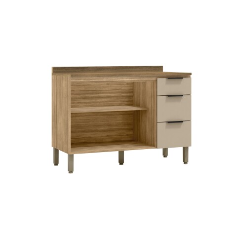 Modulo Bajo Mesada Para Cocina C/Tapa Dos Puertas Tres Cajones De 120 cms. GAMAS DE BEIGE