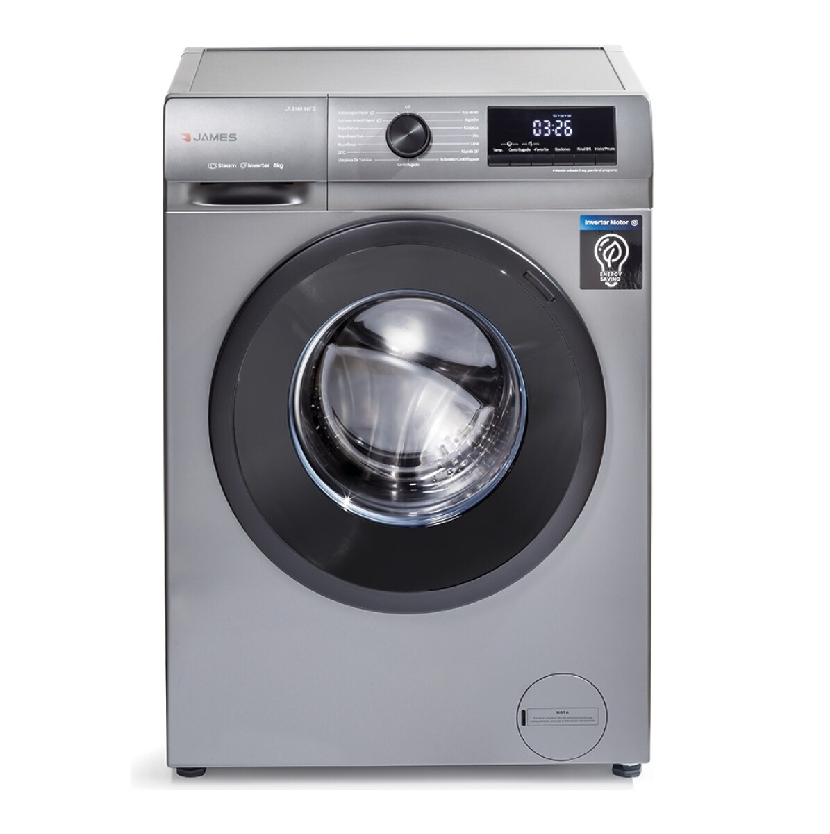Lavarropas James Inverter Lr 8140 Inv Inv S 8kg Silver 