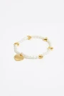 PULSERA ELÁSTICA PERLAS Y CORA Oro
