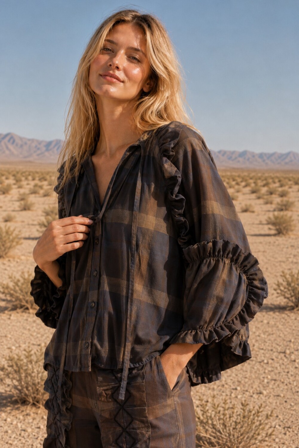 Bloom Shirt Chocolate / Azul