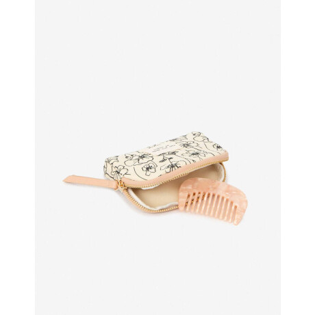 Set De Portacosméticos Y Peine Estampado Flores
