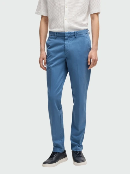 BOSS - Pantalones de algodón elastizado, KANE Celeste