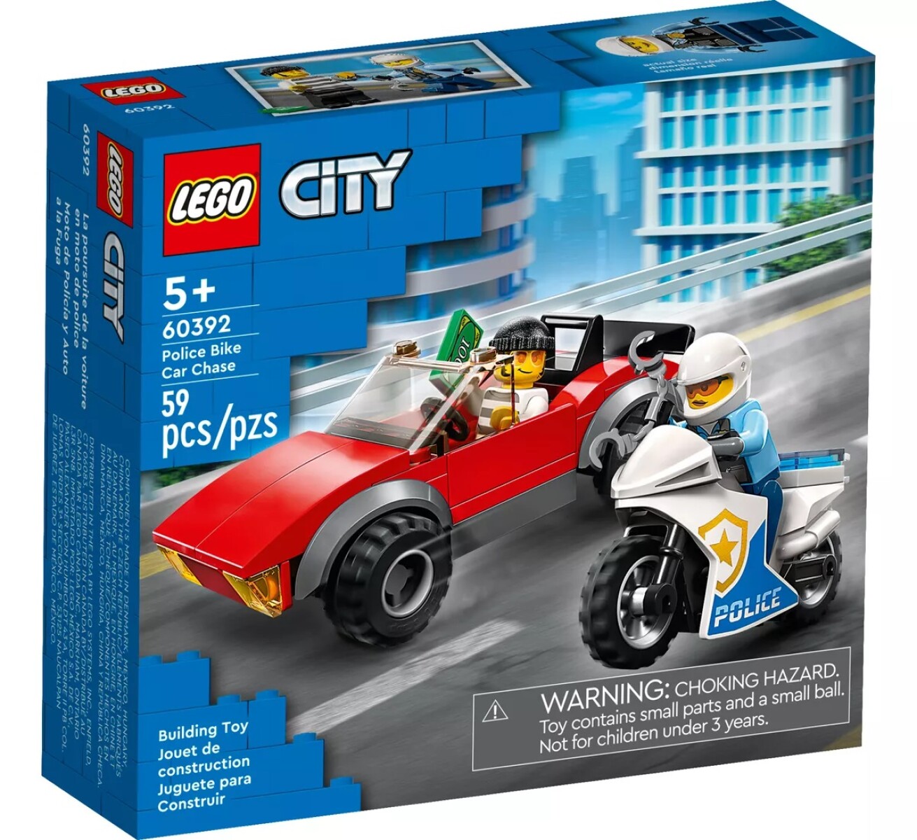 Lego City Moto De Policía Y Coche A La Fuga 60392 