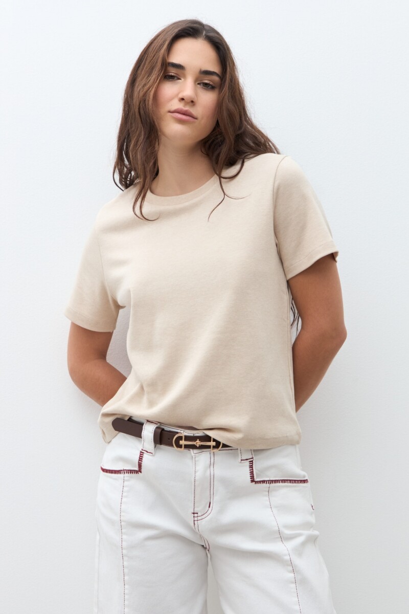 Remera manga corta beige melange