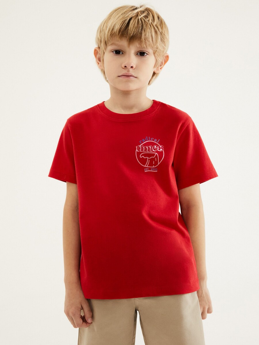 CAMISETA BÁSICA CON ESTAMPA - ROJO 
