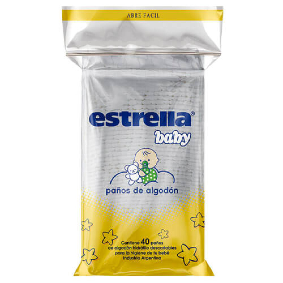 PAÑOS DE ALGODON ESTRELLA BABY 40 UNIDADES 